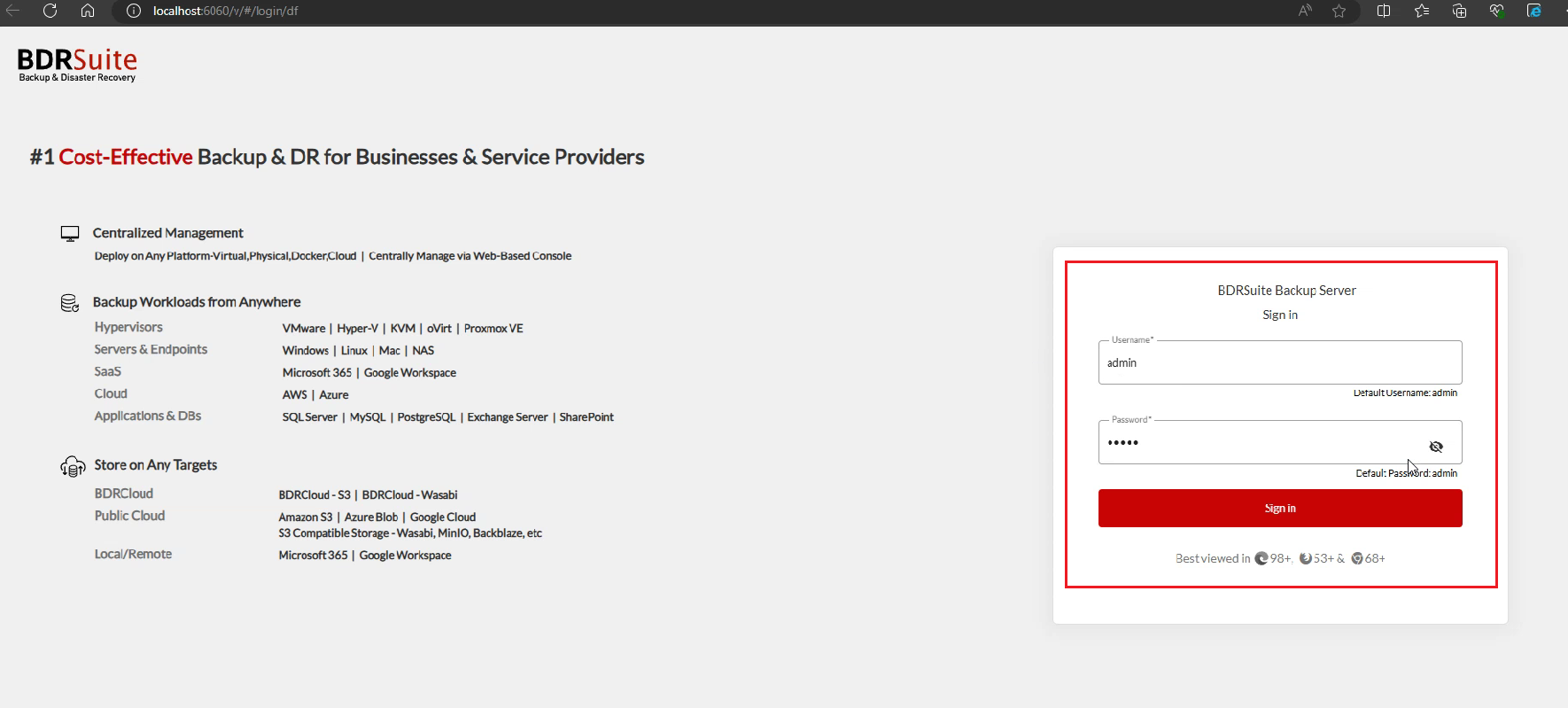 install BDRSuite Server for windows