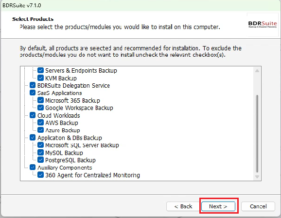 install BDRSuite Server for windows