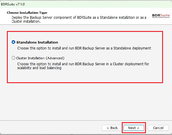 install BDRSuite Server for windows